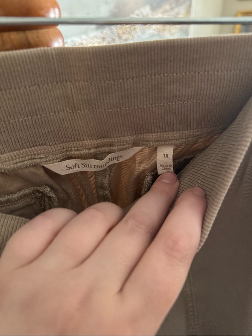 NWT Soft Surroundings Khaki Tan Capri Ankle Cropped Canvas Pants Size 1X - Picture 7 of 12